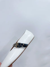 ALAIA MARY JANE SHOES IN WHITE LAMBSKIN WITH GOLD HARDWARE