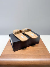 ALAIA FLAT SANDALS WITH PERFORATED STRAPS 25S IN BEIGE SUEDE