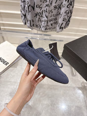 PRADA 26S COLLAPSE SNEAKERS IN BLUE CANVAS