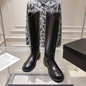 CHANEL 26S KNEE HIGH BOOTS 30 MM IN BLACK CALFSKIN