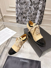 CHANEL 26S HIGH HEEL ANKLE BOOTS 70 MM IN BEIGE LAMBSKIN AND BLACK PATENT CALFSKIN