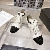 CHANEL 26S HIGH HEEL ANKLE BOOTS 70 MM IN WHITE LAMBSKIN AND BLACK PATENT CALFSKIN