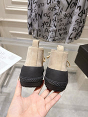 CHANEL 26S LACE UP HIGH TOP SNEAKERS IN BEIGE SUEDE