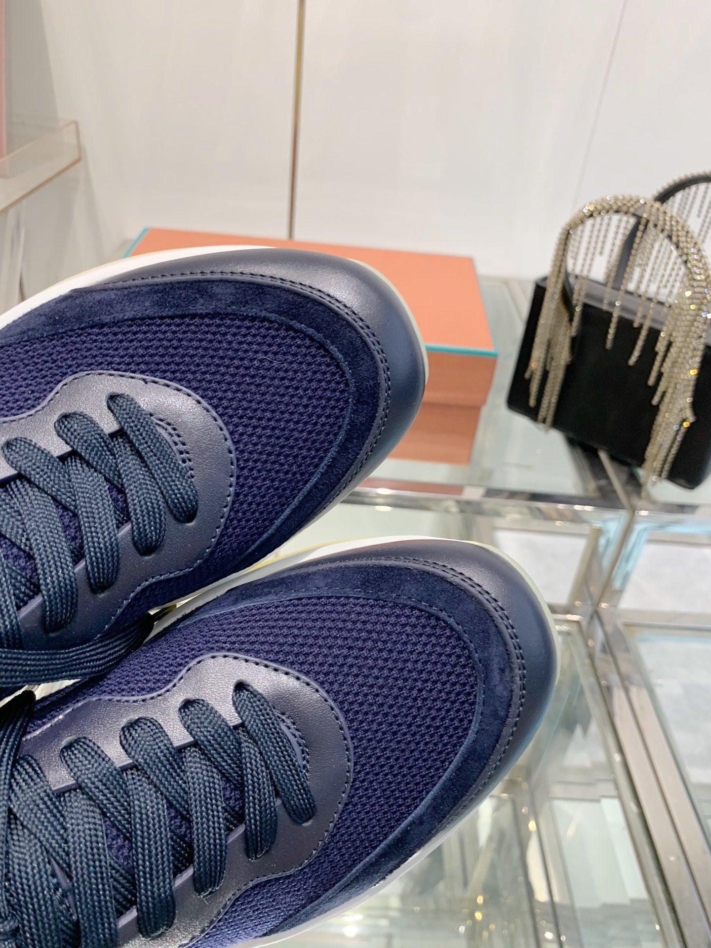 SNEAKER IN MIDNIGHT BLUE CANVAS MIX SUEDE WITH LAMBSKIN