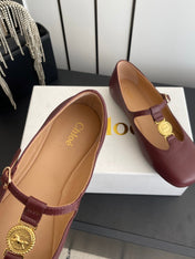 CHLOÉ 26S MARY JANE SHOES IN DARK RED CALFSKIN