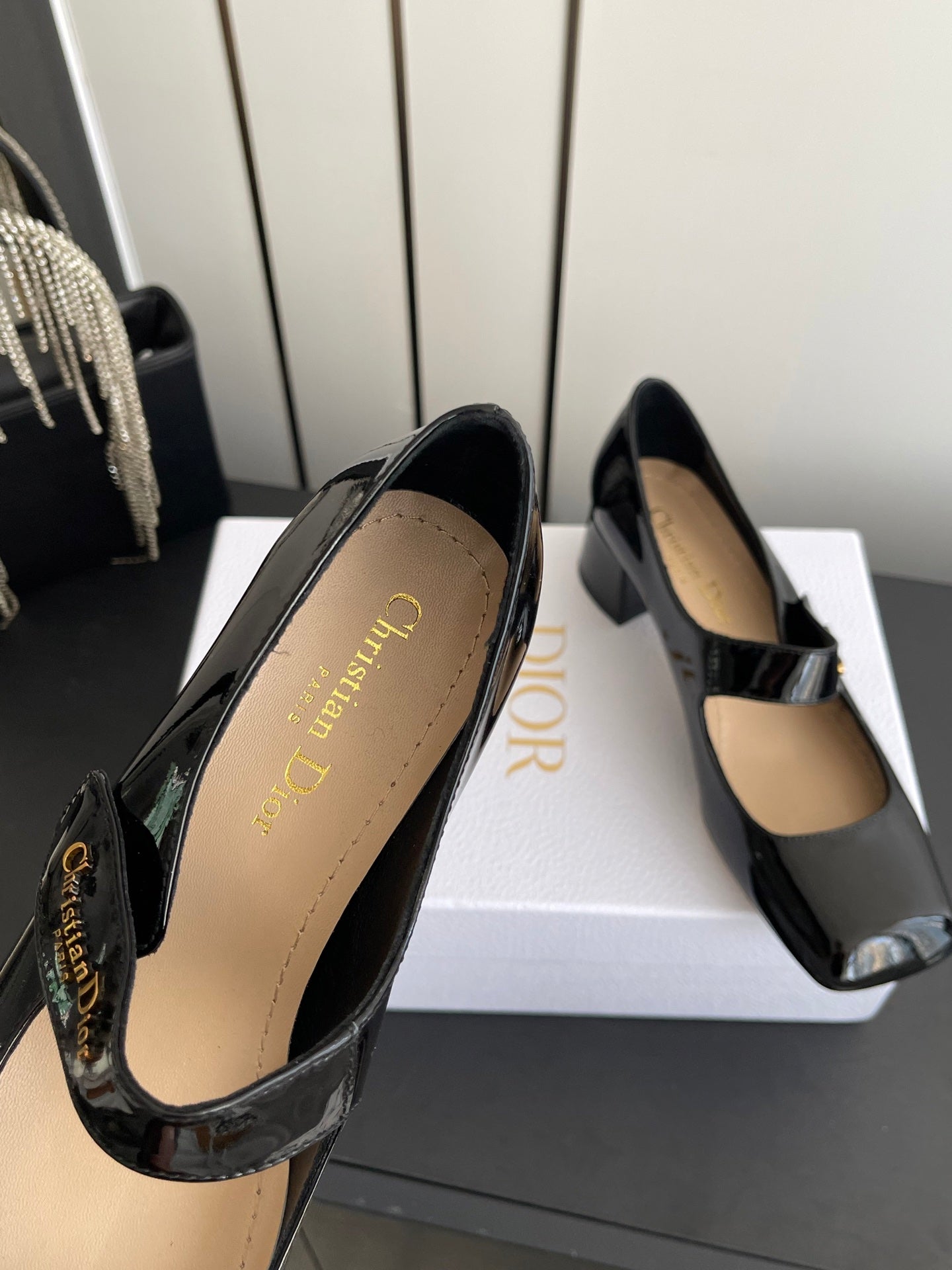 DIOR 26S MARY JANE 45 MM IN BLACK GLOSSY CALFSKIN