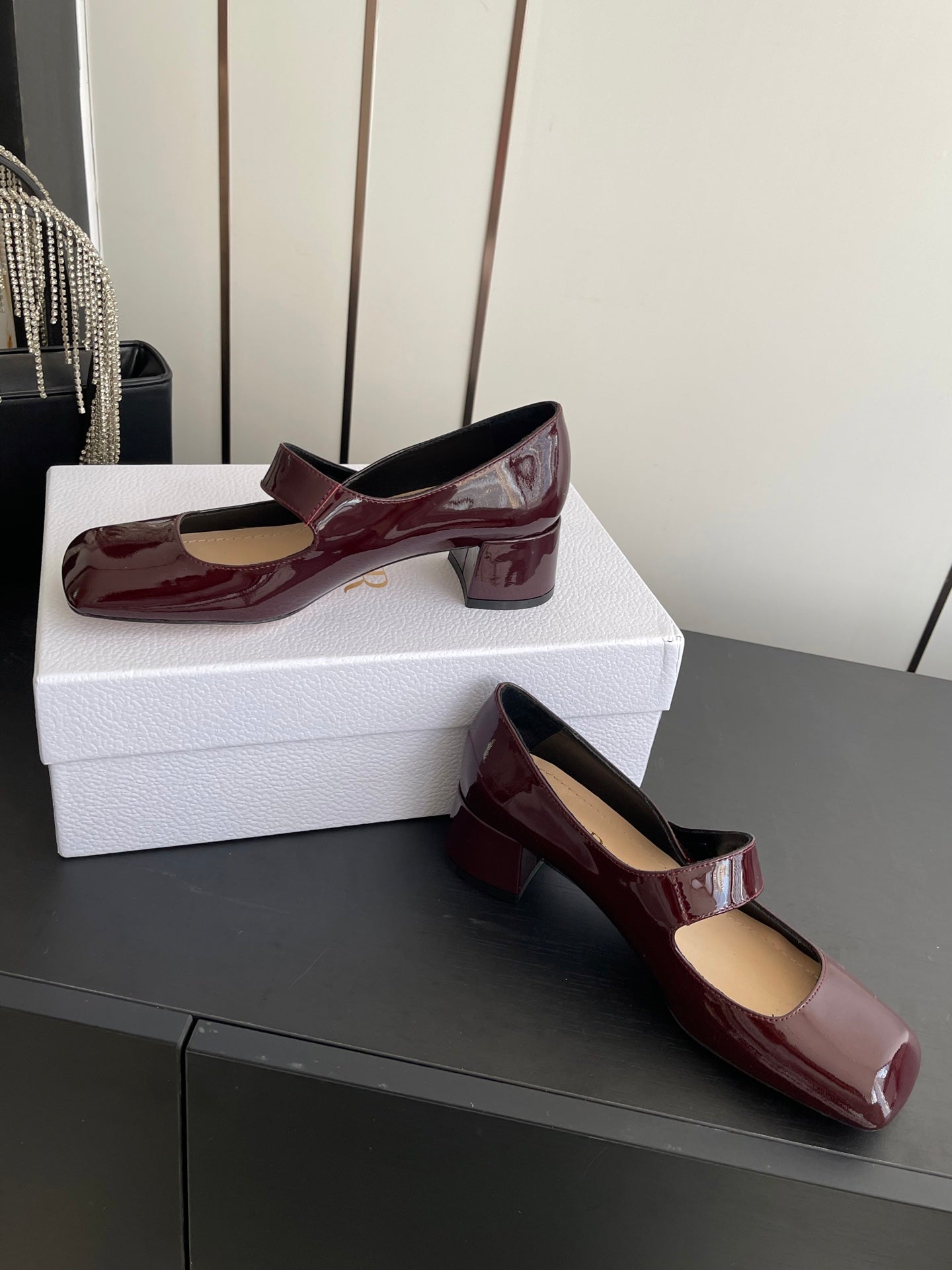 DIOR 26S MARY JANE 45 MM IN DARK RED GLOSSY CALFSKIN