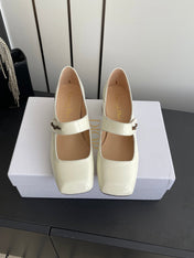 DIOR 26S MARY JANE 45 MM IN CREAM WHITE GLOSSY CALFSKIN
