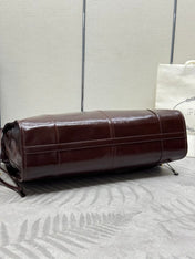 PRADA 25S BONNIE EXTRA-LARGE 42 IN DARK BROWN GLOSSY CALFSKIN GOLD HARDWRE