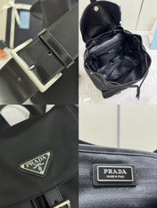 PRADA 25S MEDIUM RE-NYLON BACKPACK 39 IN BLACK WITH POUCH
