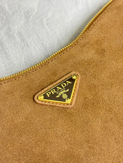 PRADA 25S AIMEE MEDIUM SHOULDER BAG 31 IN BROWN SUEDE