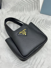 PRADA 25S TOTE MINI BAG 18 IN BLACK CALFSKIN GOLD HARDWRE