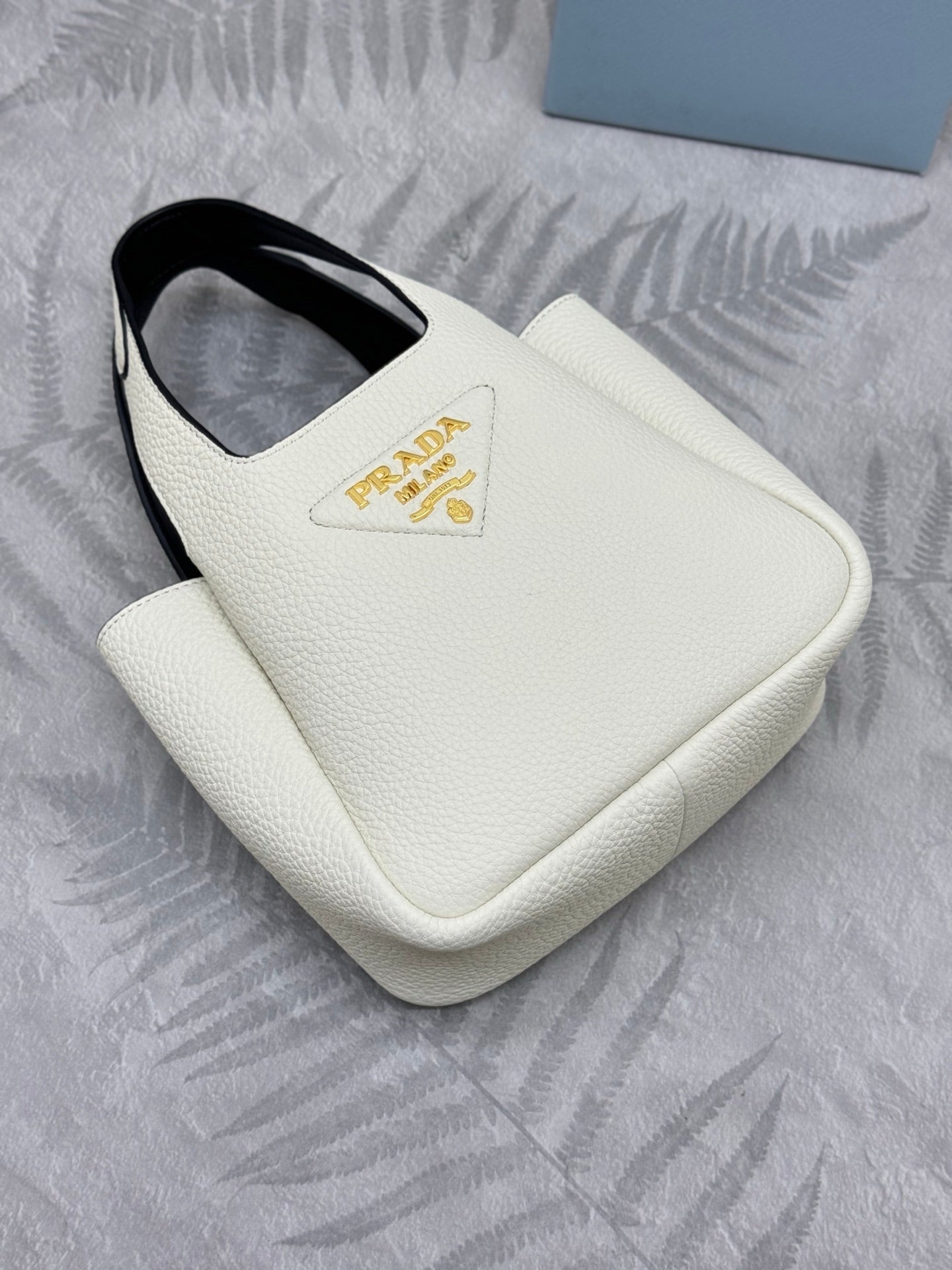 PRADA 25S TOTE MINI BAG 18 IN IVORY CALFSKIN GOLD HARDWARE