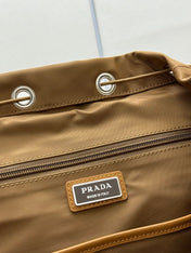 PRADA 25S RE-EDITION 1978 RE-NYLON BACKPACK 52 IN BROWN SILVER HARDWARE