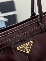 PRADA 25S BONNIE MEDIUM HANDBAG 32 IN BURGUNDY GLOSSY CALFSKIN
