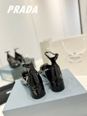 PRA NAPPA MARY JANE PUMPS GLOSSY BLACK LAMBSKIN