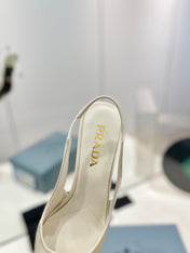 Pra Slingback Pumps 75 White Patent Leather