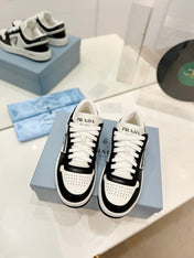 PRA DOWNTOWN PERFORATED SNEAKERS BLACK AND WHITE CALFSKIN
