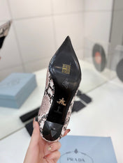 PRADA 26S PUMPS 55MM IN PINK SNAKE PRINT CALFSKIN