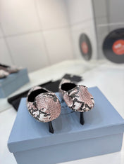 PRADA 26S PUMPS 55MM IN PINK SNAKE PRINT CALFSKIN