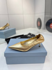 PRADA 26S PUMPS 55MM IN GOLD CALFSKIN