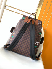 LV 25S CHRISTOPHER BACKPACK 48 IN DARK BROWN CALFSKIN GOLD HARDWARE