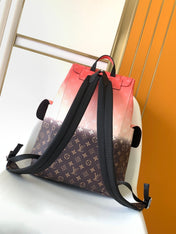 LV 25S CHRISTOPHER BACKPACK 48 IN CORAL RED AND BROWN CALFSKIN