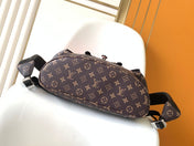 LV 25S CHRISTOPHER BACKPACK 48 IN CORAL RED AND BROWN CALFSKIN