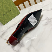 GUCCI 26S SIGNORIA SLINGBACK PUMP 50 MM IN DARK RED GLOSSY CALFSKIN