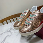 GUCCI 26S SNEAKER IN ROSE GOLD METALLIC CALFSKIN
