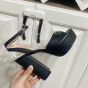 GUCCI 26S HIGH-HEELED SANDALS 105 MM IN BLACK CALFSKIN