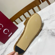 GUCCI 26S HORSEBIT MULES IN BROWN SHEARLING