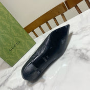 GUCCI 26S HIGH-HEELED SHOES 45 MM IN BLACK LAMBSKIN