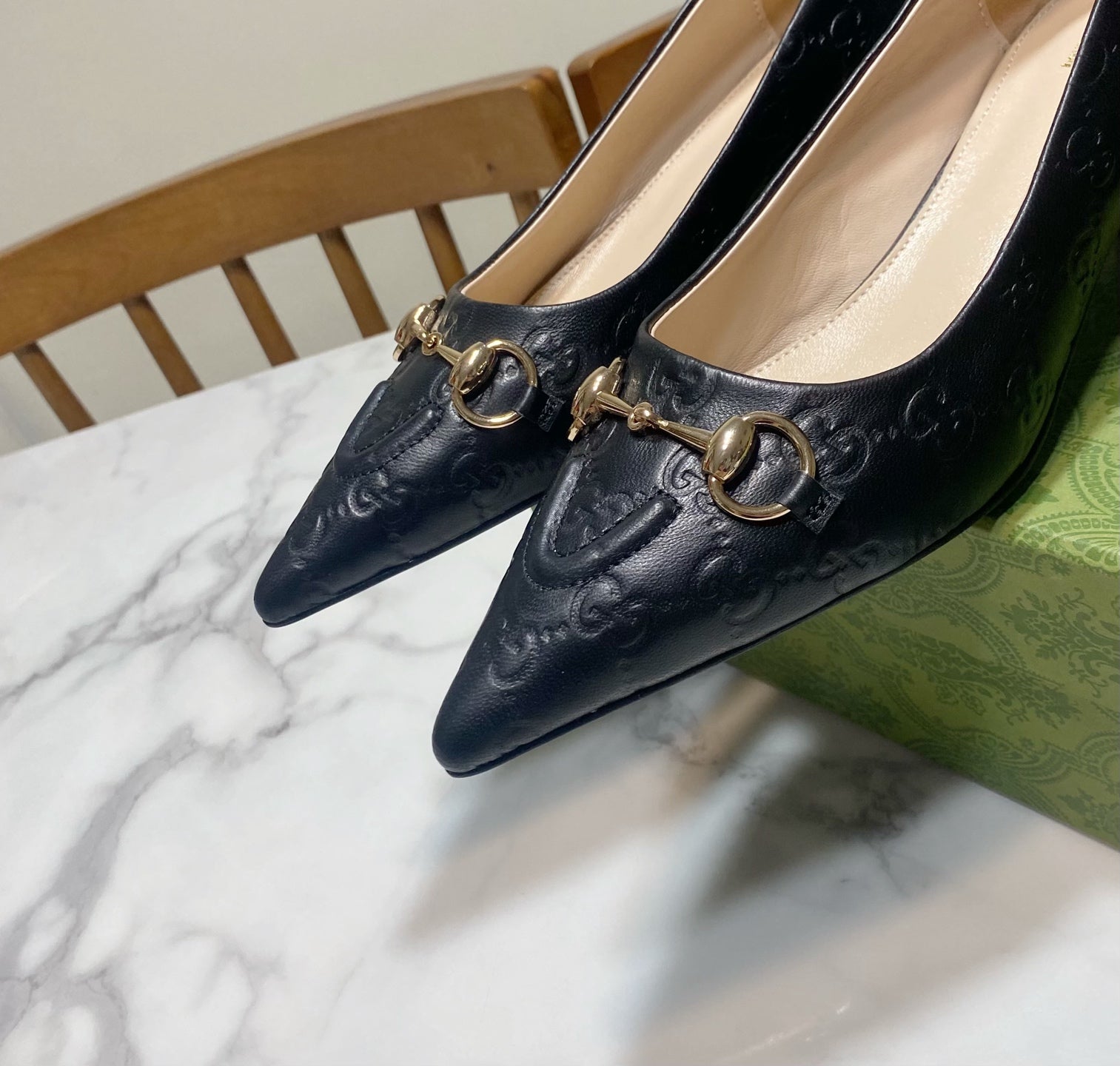 GUCCI 26S HIGH-HEELED SHOES 45 MM IN BLACK LAMBSKIN