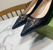 GUCCI 26S HIGH-HEELED SHOES 45 MM IN BLACK LAMBSKIN