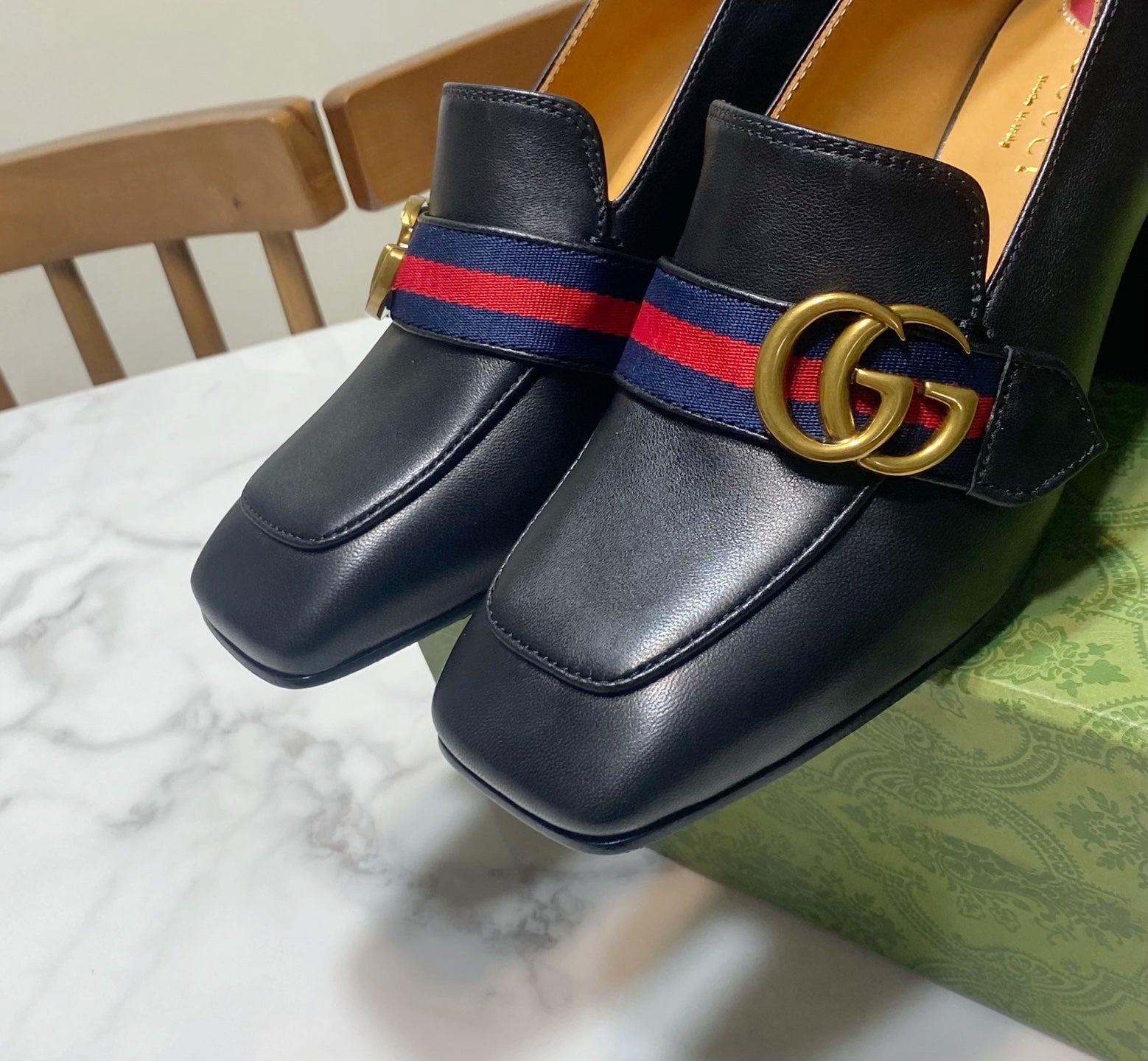 GUCCI 26S GG LOAFERS 75 MM IN BLACK CALFSKIN STYLE 2