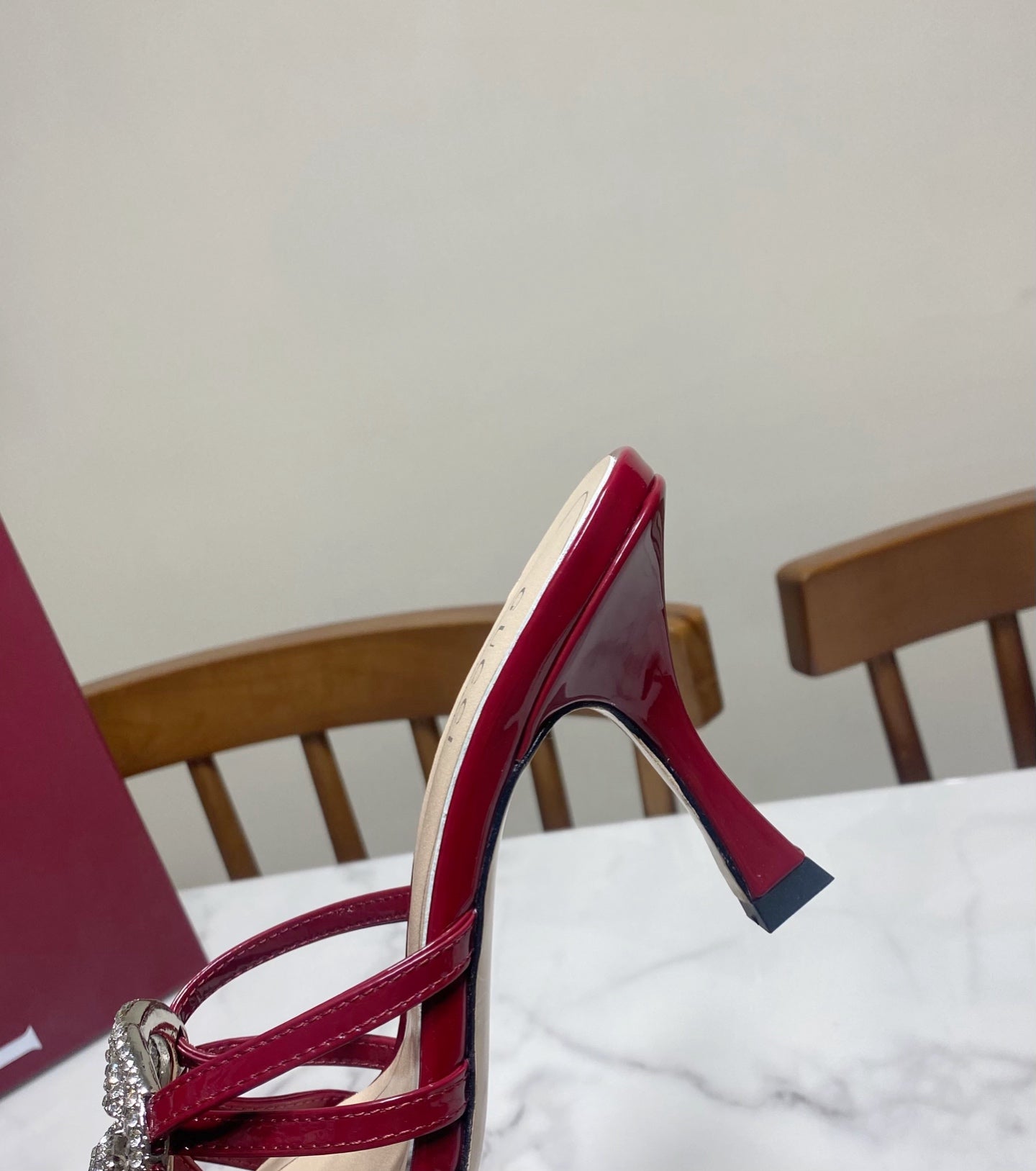 GUCCI 26S HEELED SANDALS 85 MM IN DARK RED CALFSKIN WITH CRYSTAL