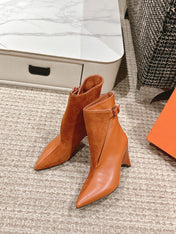 HILONA 6 CM ANKLE BOOTS IN BRONZE BROWN CALFSKIN AND SUEDE