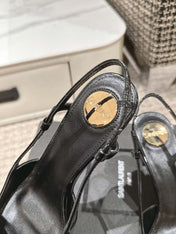 HIGH HEEL 7 CM SLINGBACK IN BLACK PATENT CALFSKIN