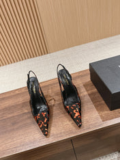 SL DUNE SLINGBACK PUMPS LEOPARD POLISHED CALFSKIN
