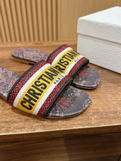 DIOR 26S SLIDE SANDALS IN MULTICOLOR TOILE PRINT LOGO