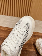LV GROOVY SNEAKER IN WHITE DAMIER STRASS AND CALFSKIN