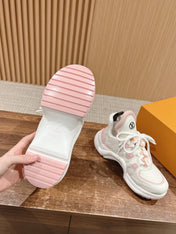 LV ARCHLIGHT SNEAKER IN WHITE MIX LIGHT PINK EMBOSSED CALFSKIN