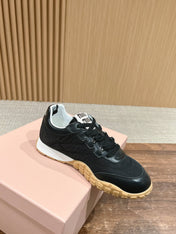 RUNNING SNEAKERS IN BLACK LAMBSKIN AND FABRIC ANTI-SLIP RUBBER SOLE