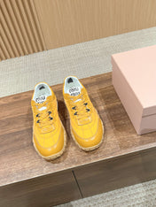 RUNNING SNEAKERS IN YELLOW LAMBSKIN AND FABRIC ANTI-SLIP RUBBER SOLE