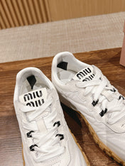 RUNNING SNEAKERS IN WHITE LAMBSKIN AND FABRIC ANTI-SLIP RUBBER SOLE