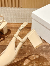 DIOR HIGH SLINGBACK 55 MM 25S IN BEIGE LAMBSKIN PEARL DETAILING