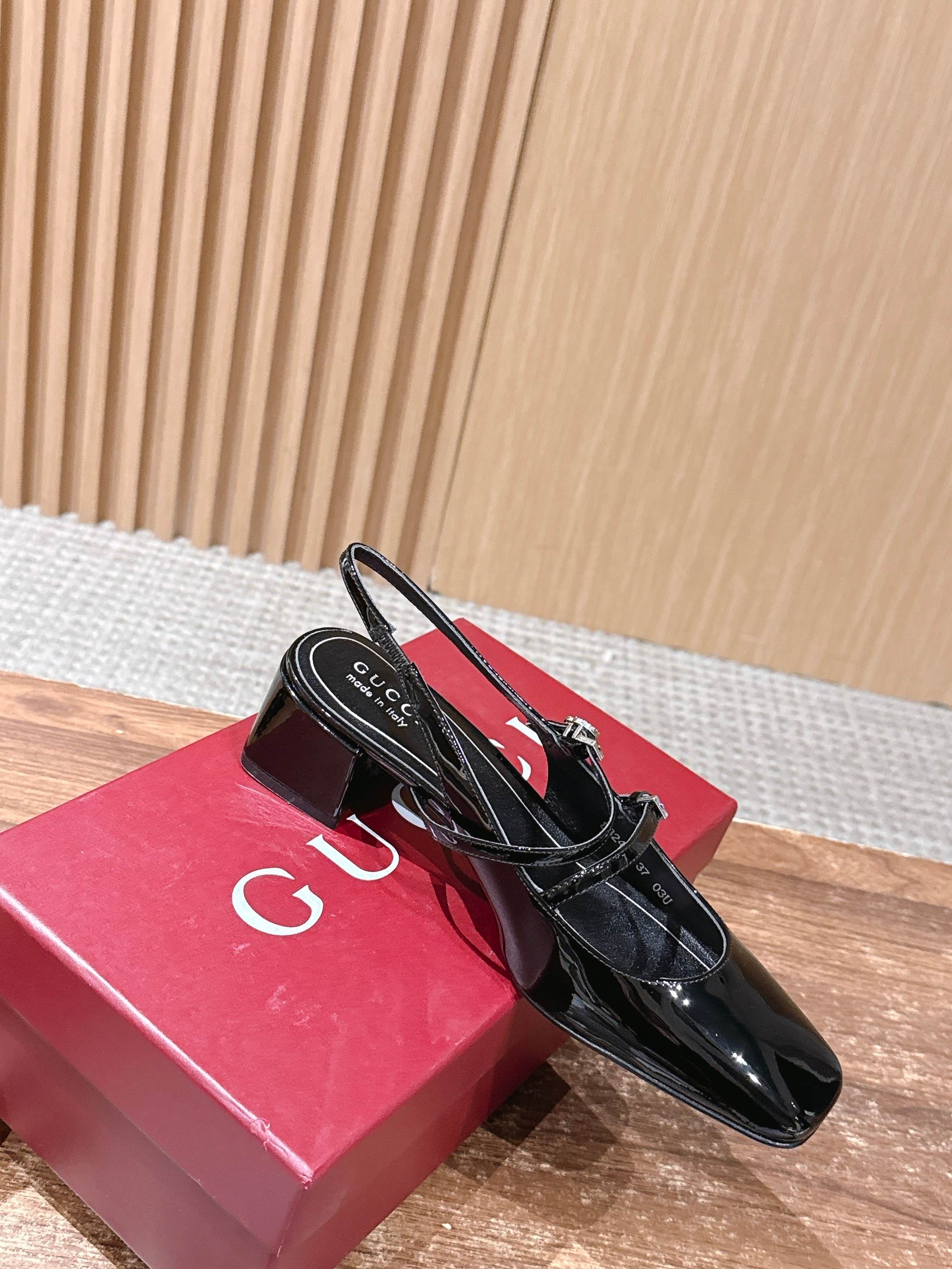 GUCCI 26S BLOCK-HEEL SLINGBACK PUMPS 45 MM IN BLACK CALFSKIN