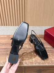 GUCCI 26S BLOCK-HEEL SLINGBACK PUMPS 45 MM IN BLACK CALFSKIN