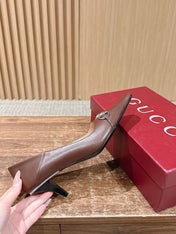 GUCCI 26S VITTORIA PUMPS 60 MM IN BROWN LAMBSKIN
